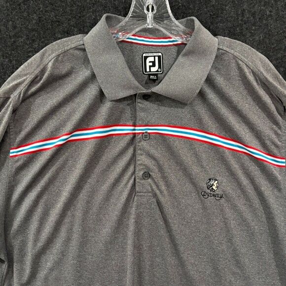 FootJoy Polo Shirt Men’s Extra Large Gray Striped Athletic Fit Golf Performance - Picture 2 of 9